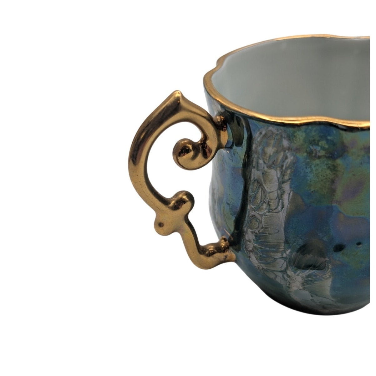 Vtg Limoges France Porcelain Demitasse Cup 22K Gold Fragonard Courting Couple