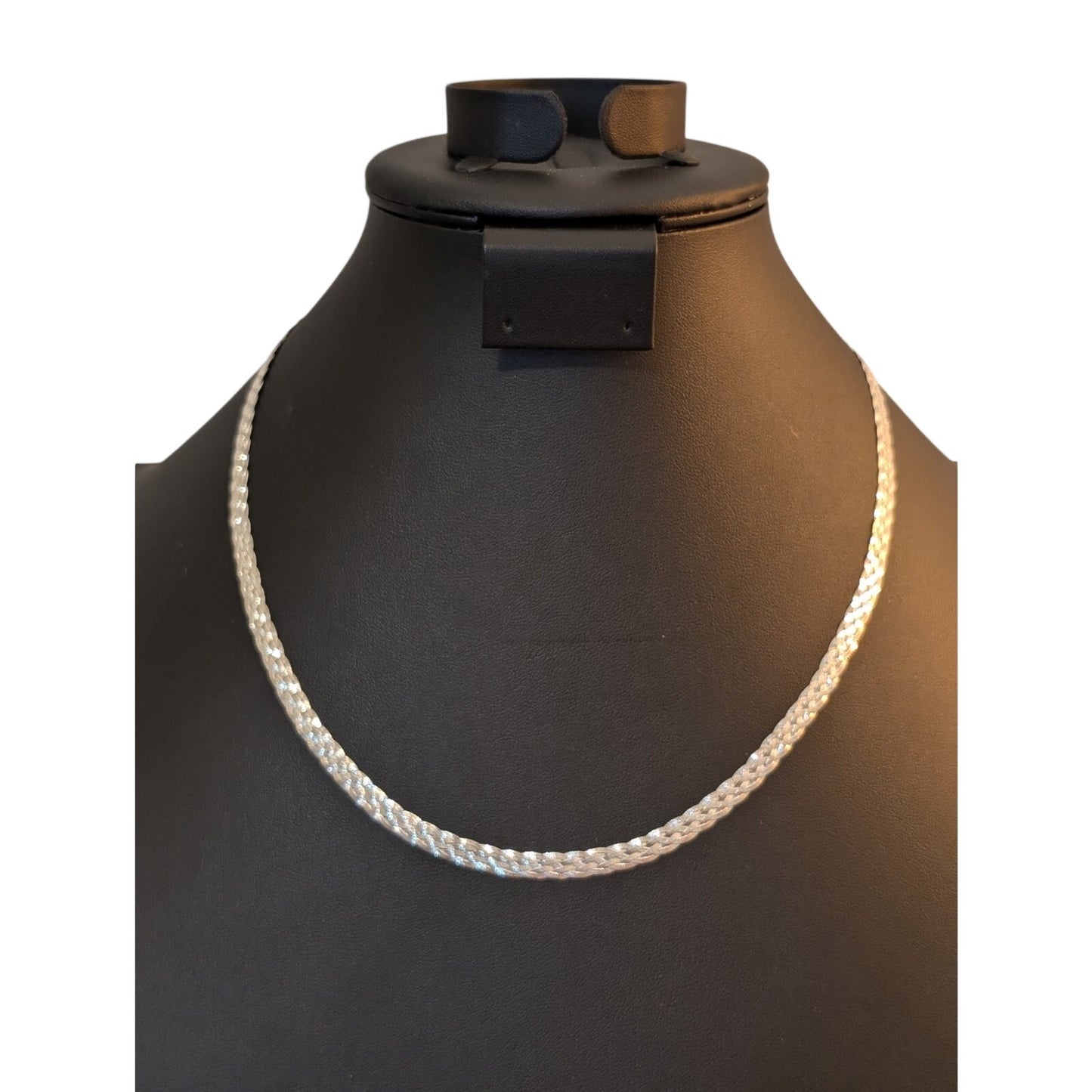 5 Strand Braided Herringbone Diamond Cut 925 Sterling Silver 5mm Chain Necklace