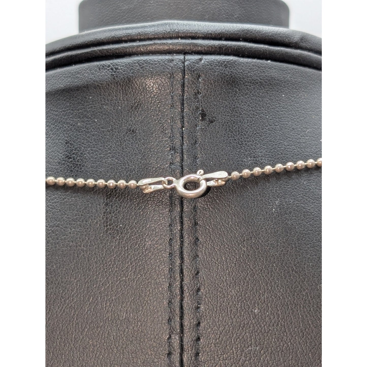 Vtg 925 Sterling Silver Bird on Branch Pendant Bead Ball Chain 17.5" Necklace