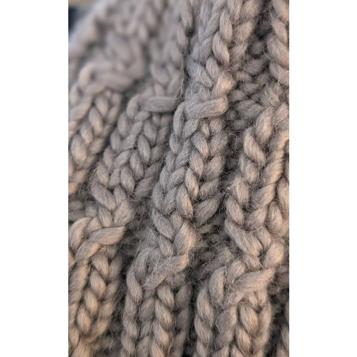 Turtle Fur Gray Fifi Cable Knit Merino Wool Plush Fleece Lined Faux Pom Beanie