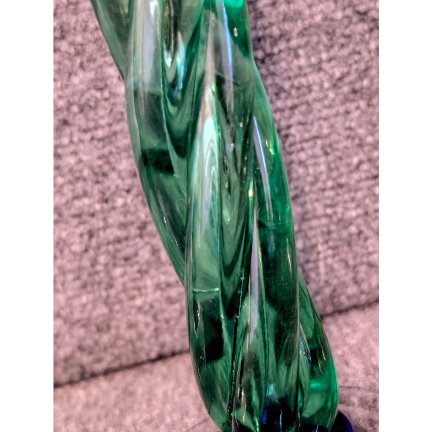 Pair of Green & Blue Twisted Glass Tulip Top Candle Holders