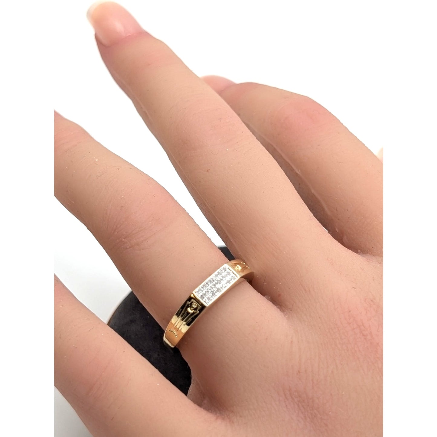 925 Gold Vermeil Set Stones Test as Diamond Marked ABS Ring Size 7