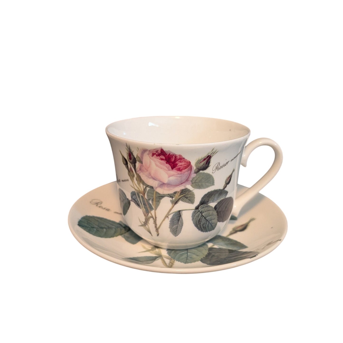 Vtg Roy Kirkham 1996 "Redoute Roses" Bone China English Breakfast Cup & Saucer