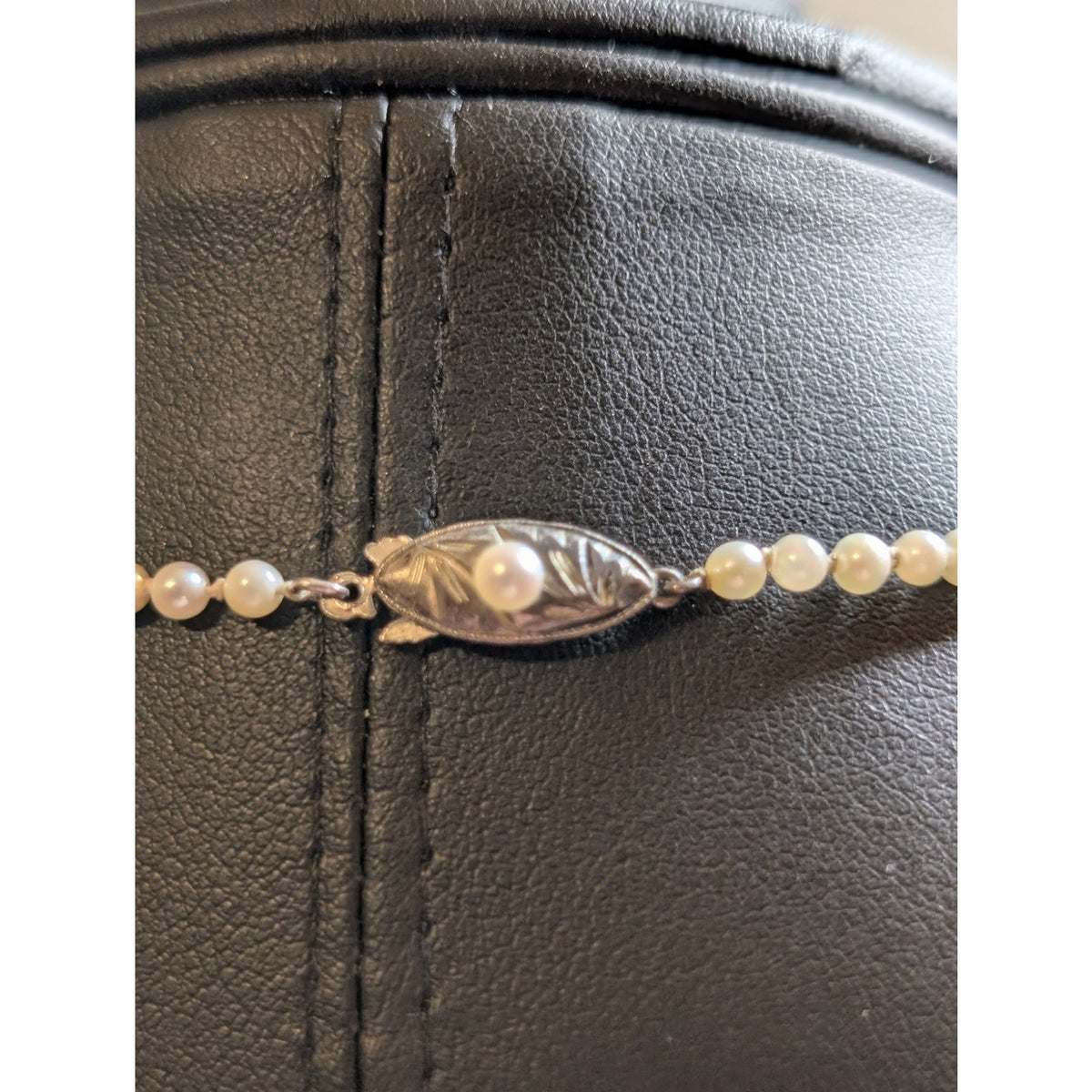 Vintage Sterling Graduated Genuine Tiny Pearl Single Strand Unknotted Necklace