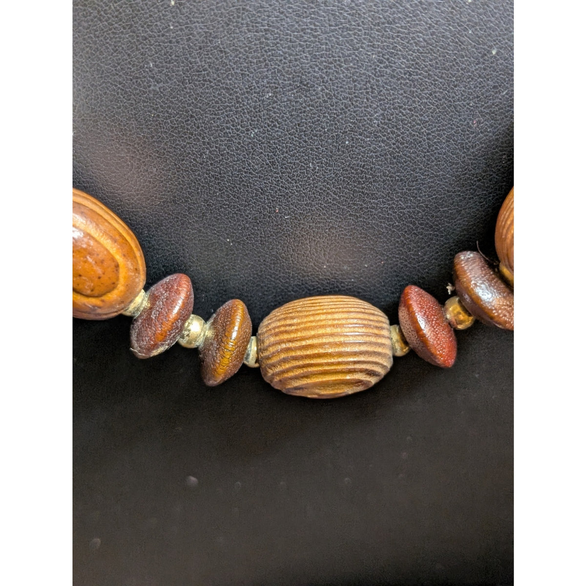Vintage Wood Jasper Stone Bead 28" Necklace W/ Slide in Clasp.