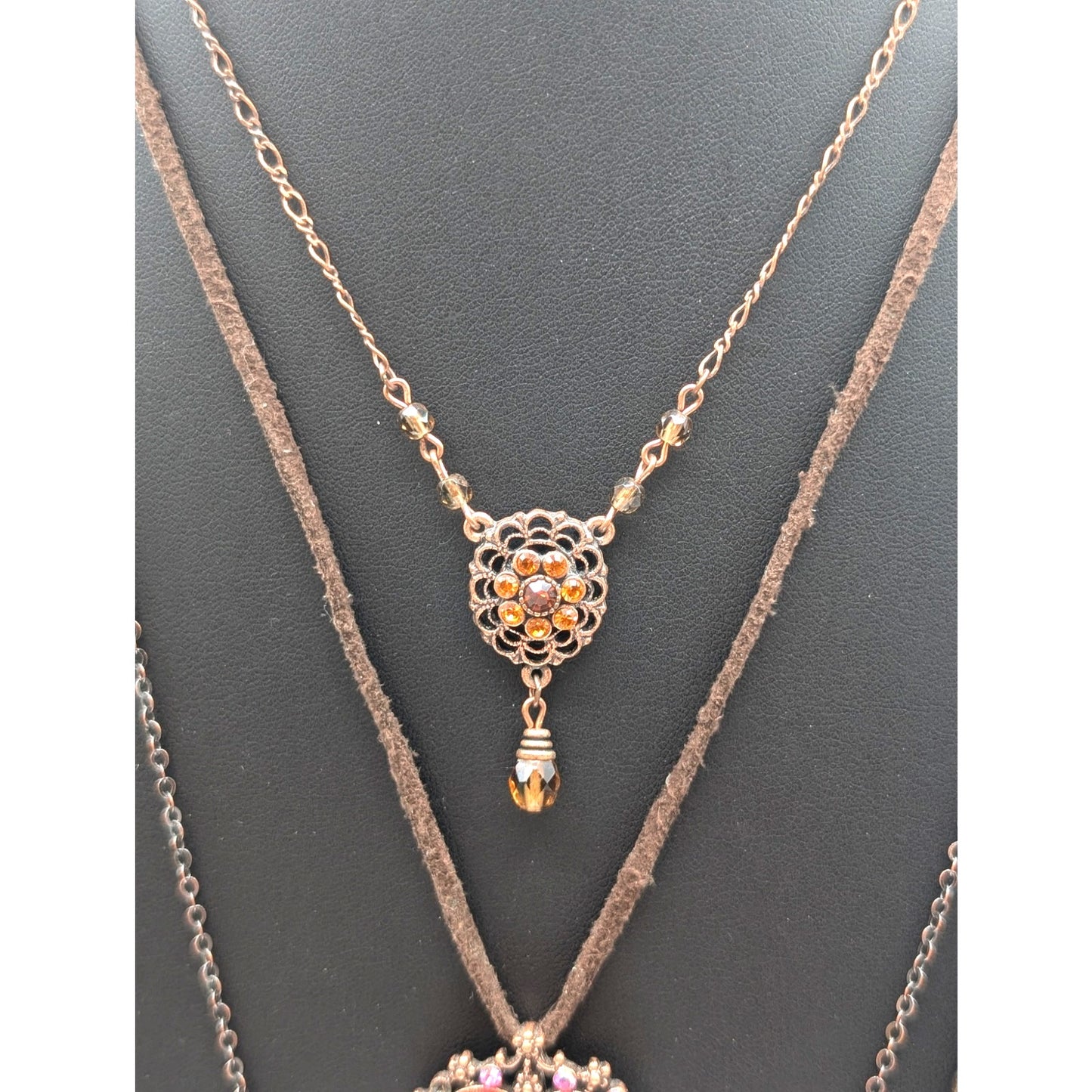 Seven Piece Copper Lot Four Necklaces & Three Bracelets