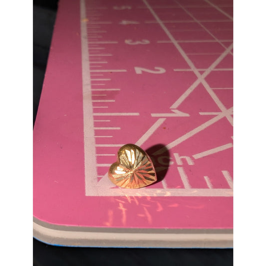 Marked 14K Diamond Cut Puff Heart Post Stud Earrings .41g