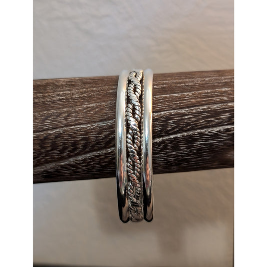 Vintage Taxco Mexico 925 Sterling Silver Twisted Cuff Bracelet