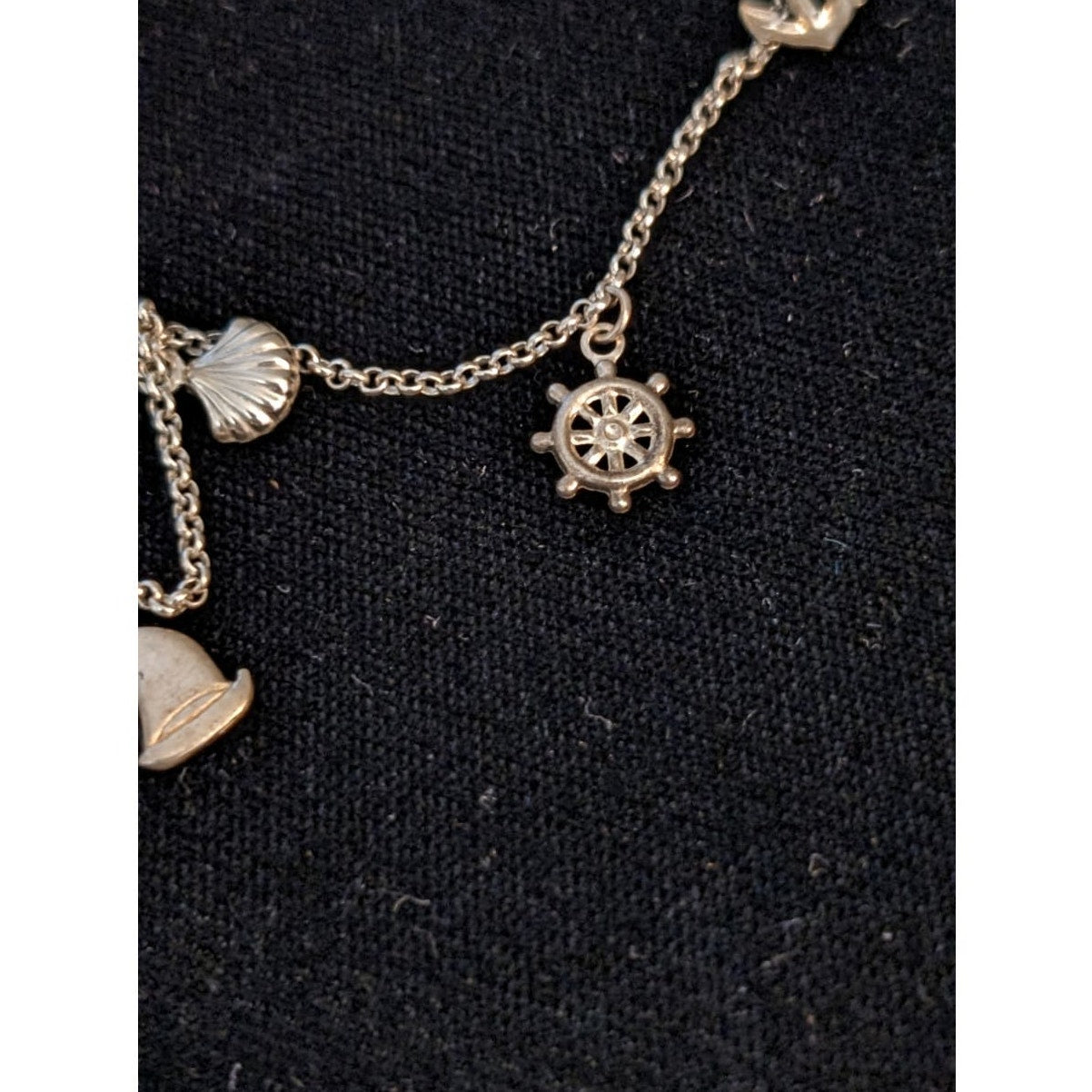 Seaworthy Nautical Marked 925 Sterling Silver Charm Ankle Bracelet