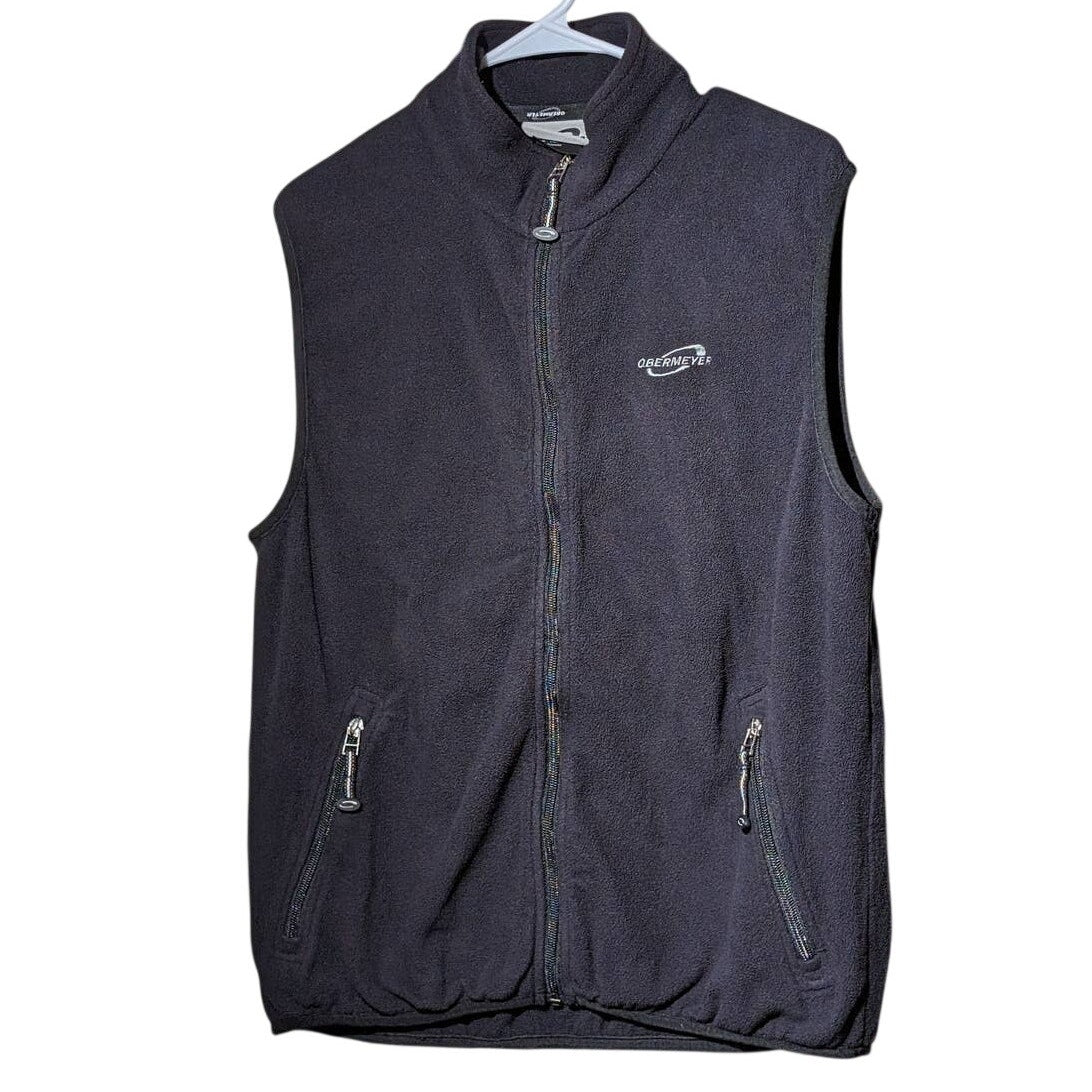 Obermeyer Black Fleece Zip Pocket Full Zip Vest Mens Size M