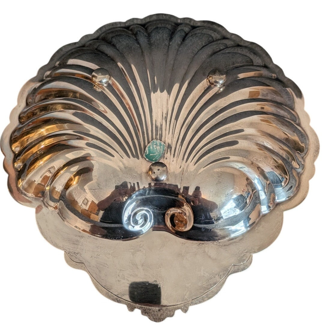 Vintage XL 'Baroque' Wallace Silverplate Clamshell Footed Centerpiece Bowl
