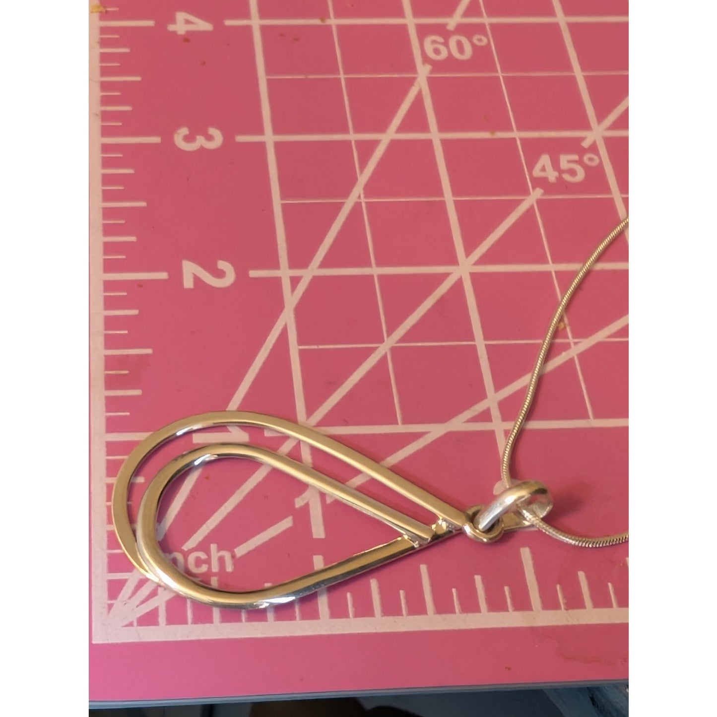 925 Sterling Silver Double Teardrop Pendant Snake Chain 18" Necklace
