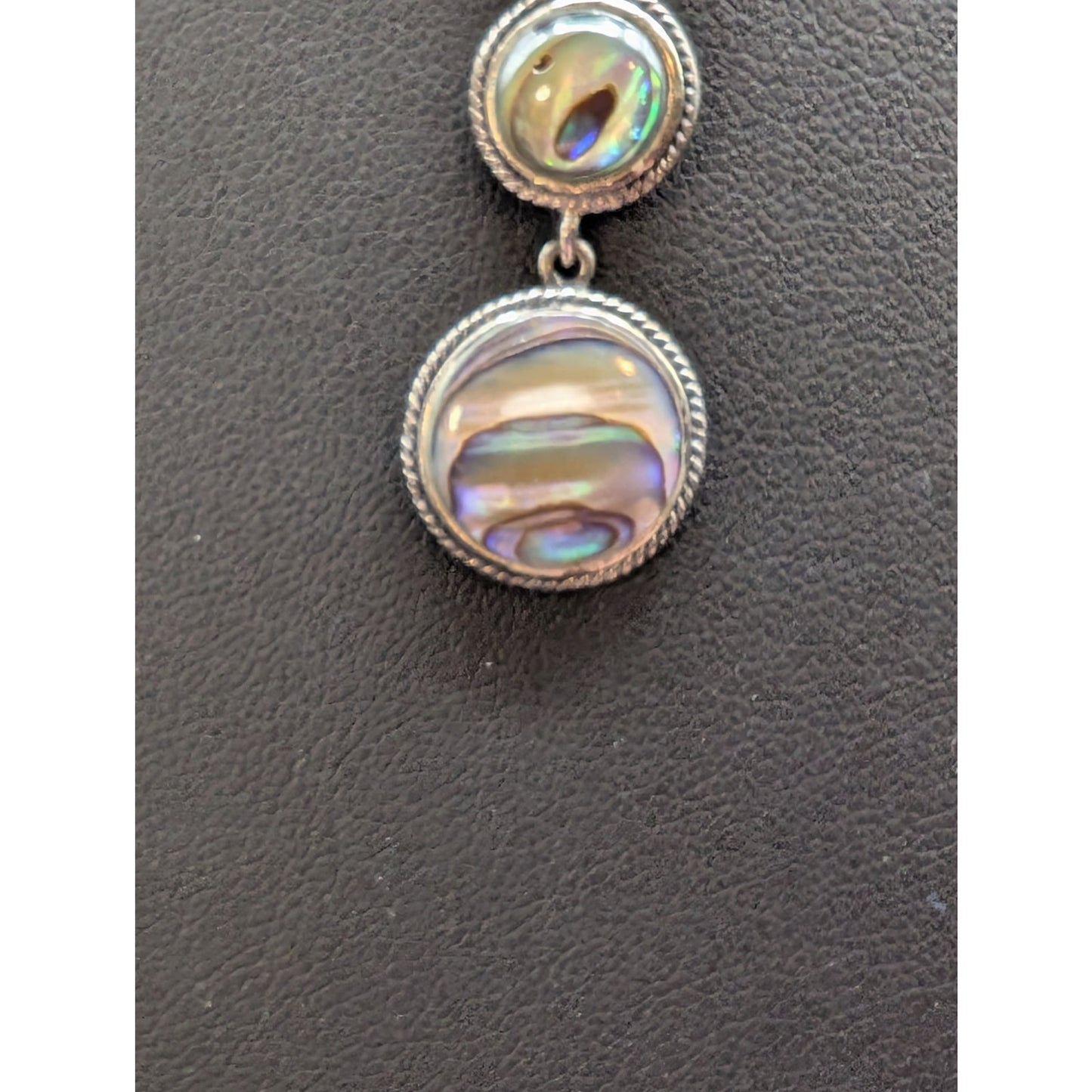 Vintage 925 Sterling Silver Abalone 'Y' Drop Chain Necklace