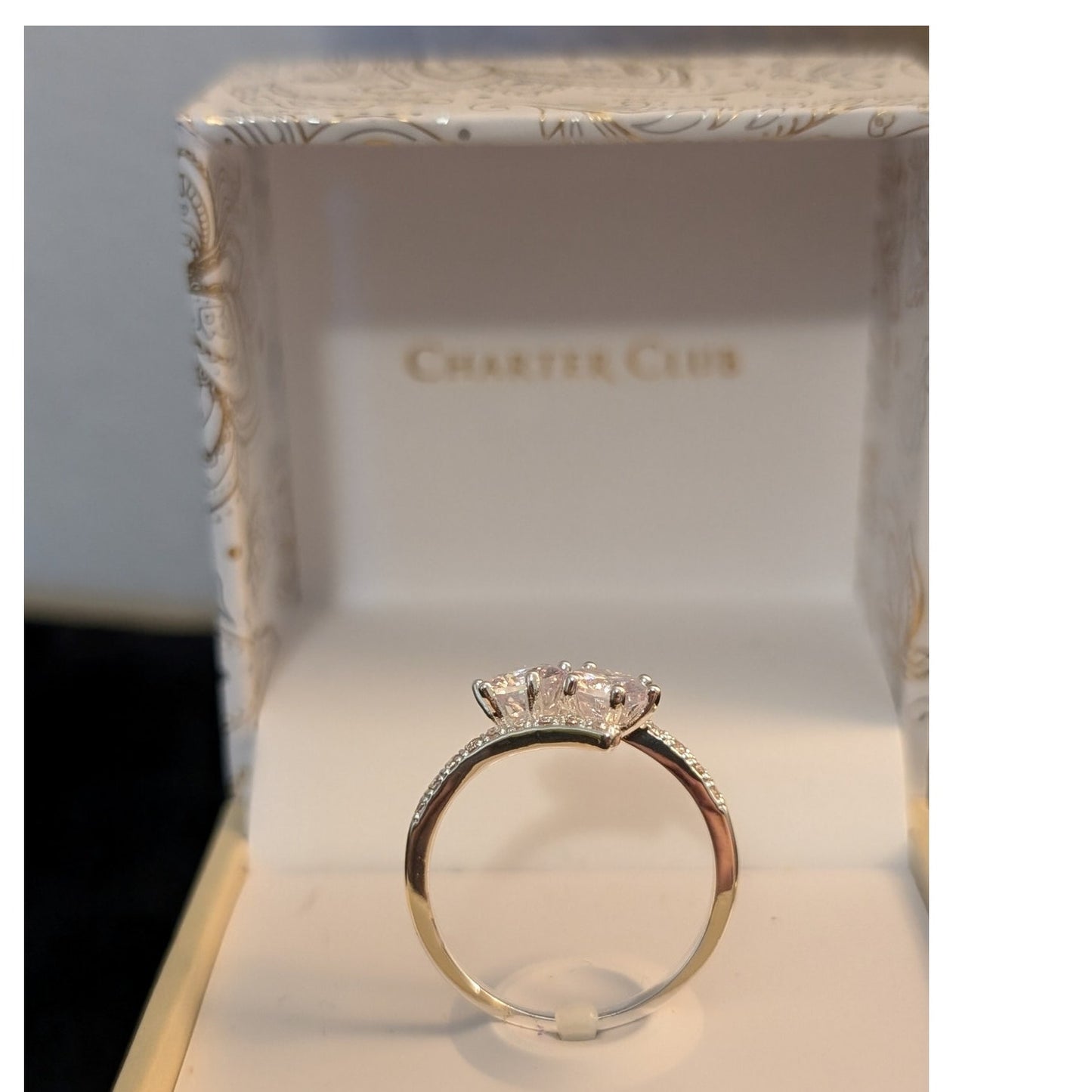 Charter Club NWT Double Solitaire CZ Silver Plated Ring Size 10