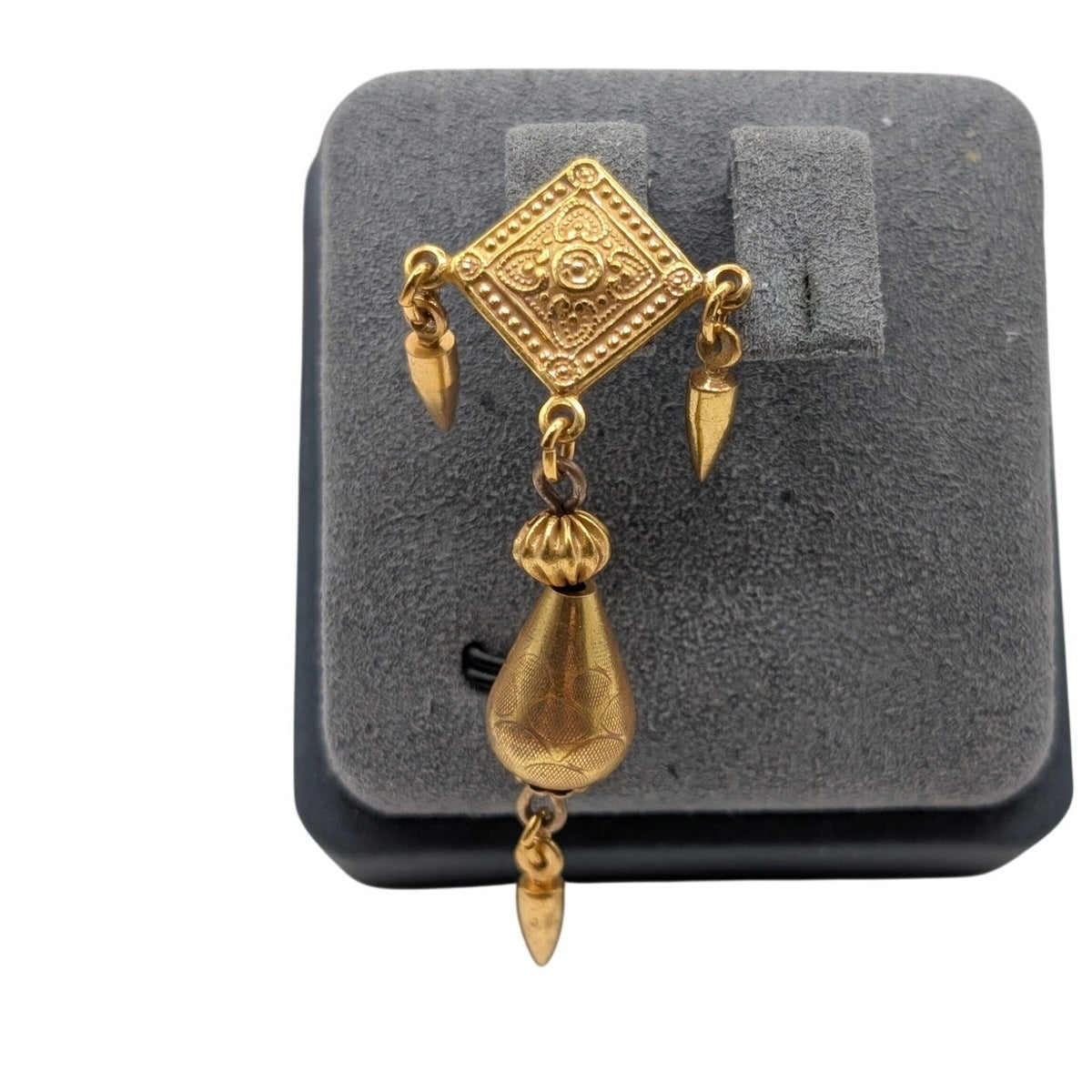 Vintage SINGLE Diane Von Furstenberg Gold Tone Dangle Earring