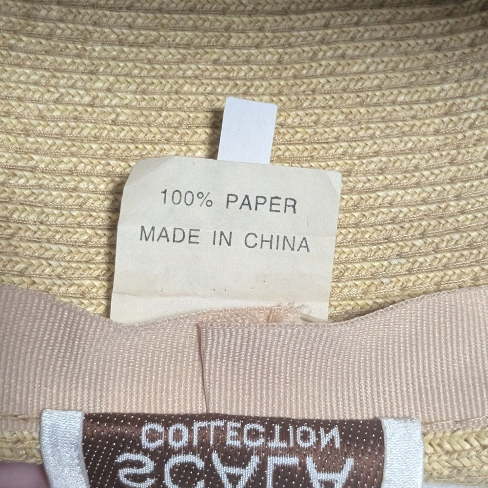 The Scala Collection Tan Paper Sun Hat One Size NWOT