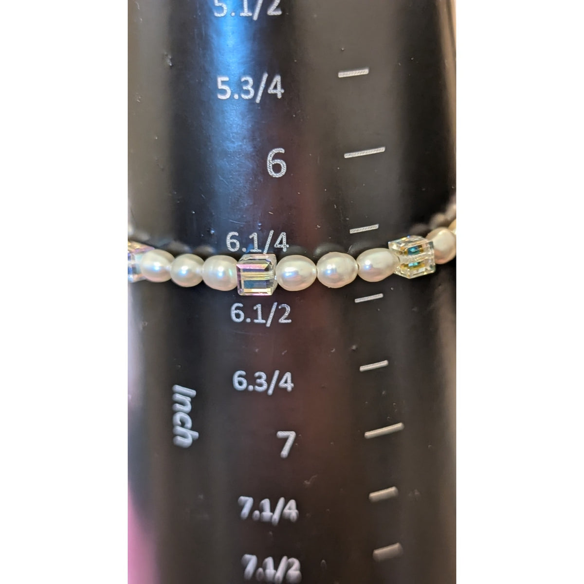 Freshwater Pearl Square Crystal 925 Sterling Silver Bracelet