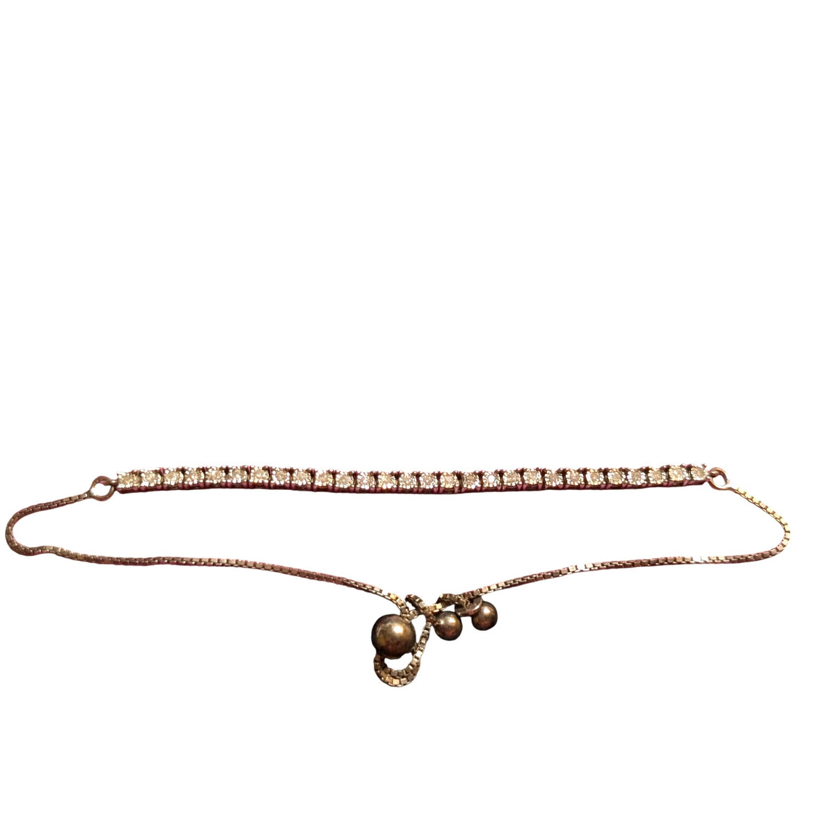 Unique Designs 925 Sterling Silver Diamond Tennis Adjustable Pull Chain Bracelet