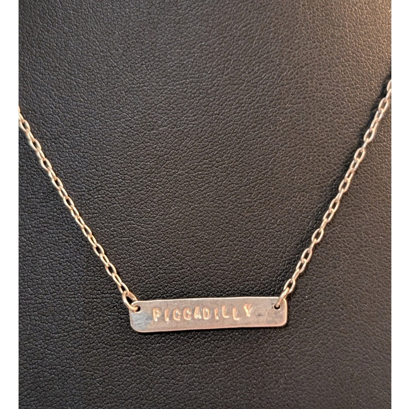Vintage 925 Sterling Bar Engraved 'Piccadilly' 18" Necklace