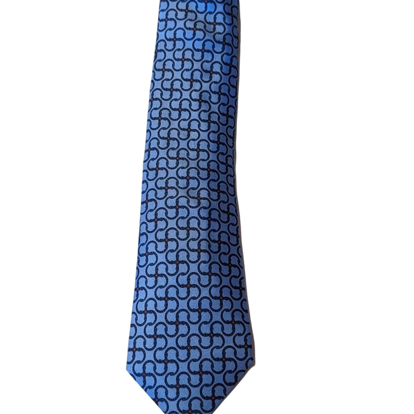 Hermes Paris Vintage 100% Silk Blue Print Neck Tie
