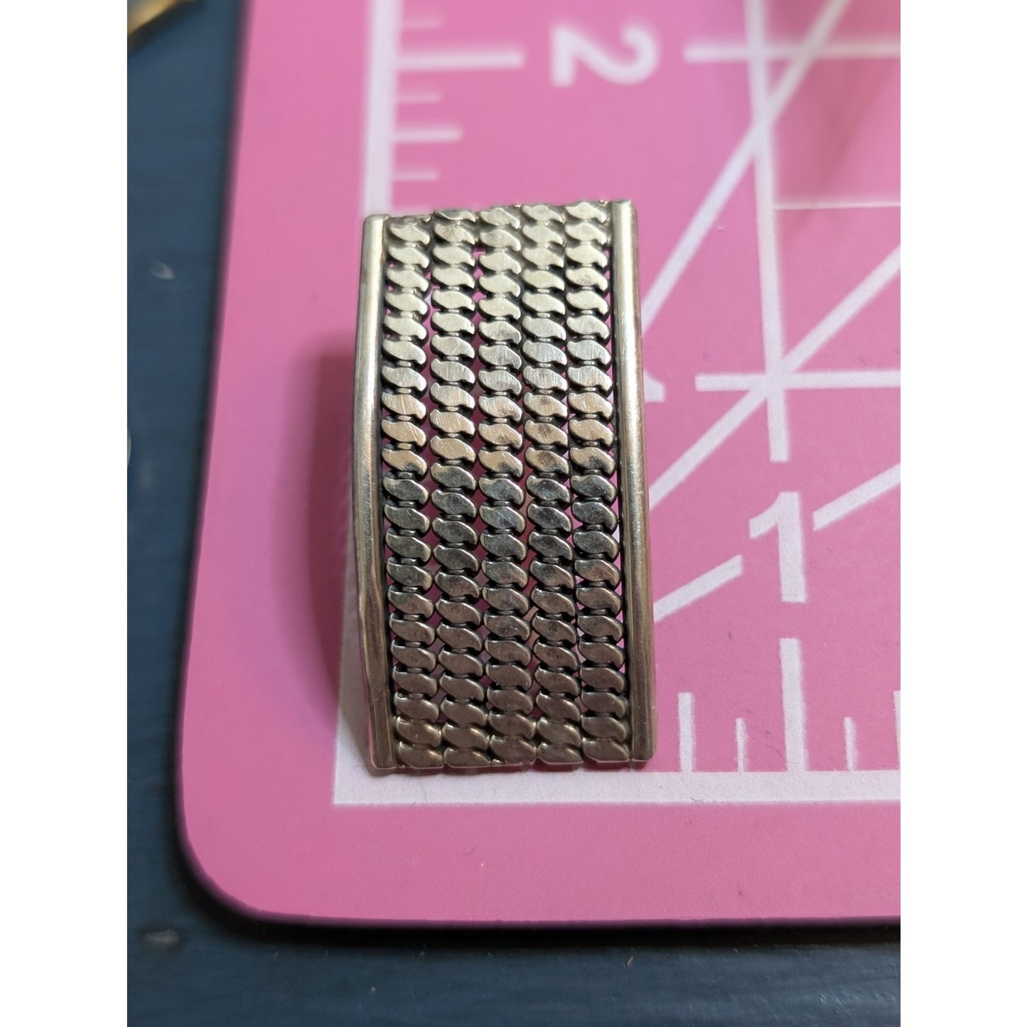 Vintage Sterling Silver Woven Curved 1.3" Pierced Post Earrings 9.12g