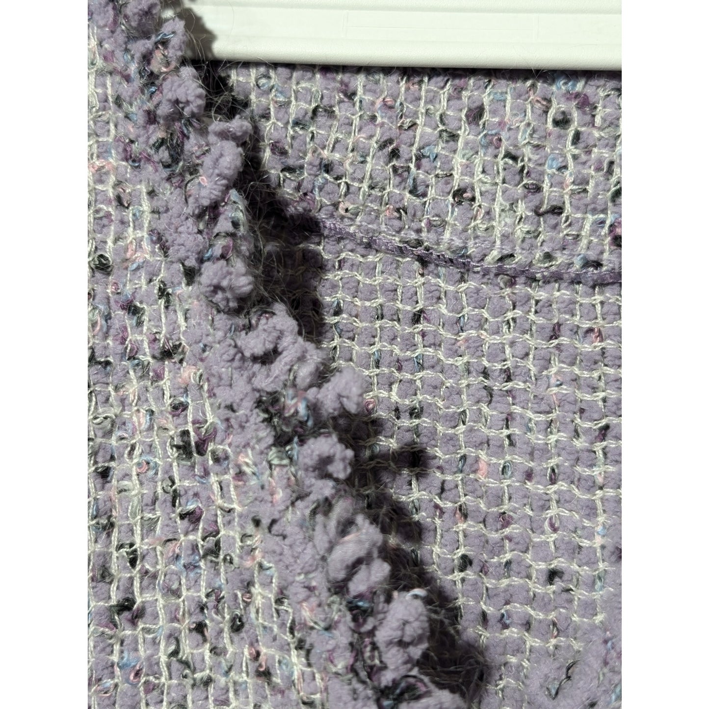 JH Collectibles Lavender Boucle Fringe Button Pocket Front Cardigan Womens Sz 1X