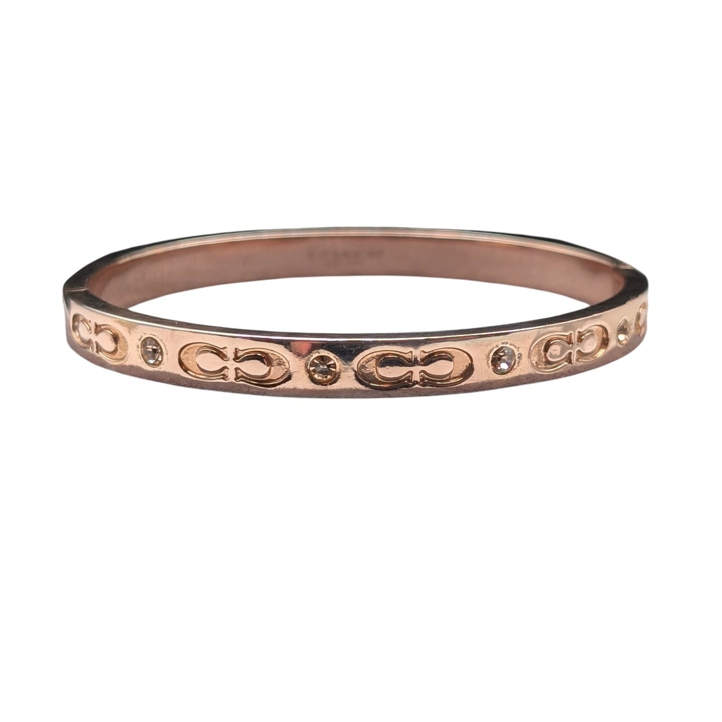 Coach Outlet Signature Kissing 'Cs' Hinged Plated Rose Metal Bangle Bracelet