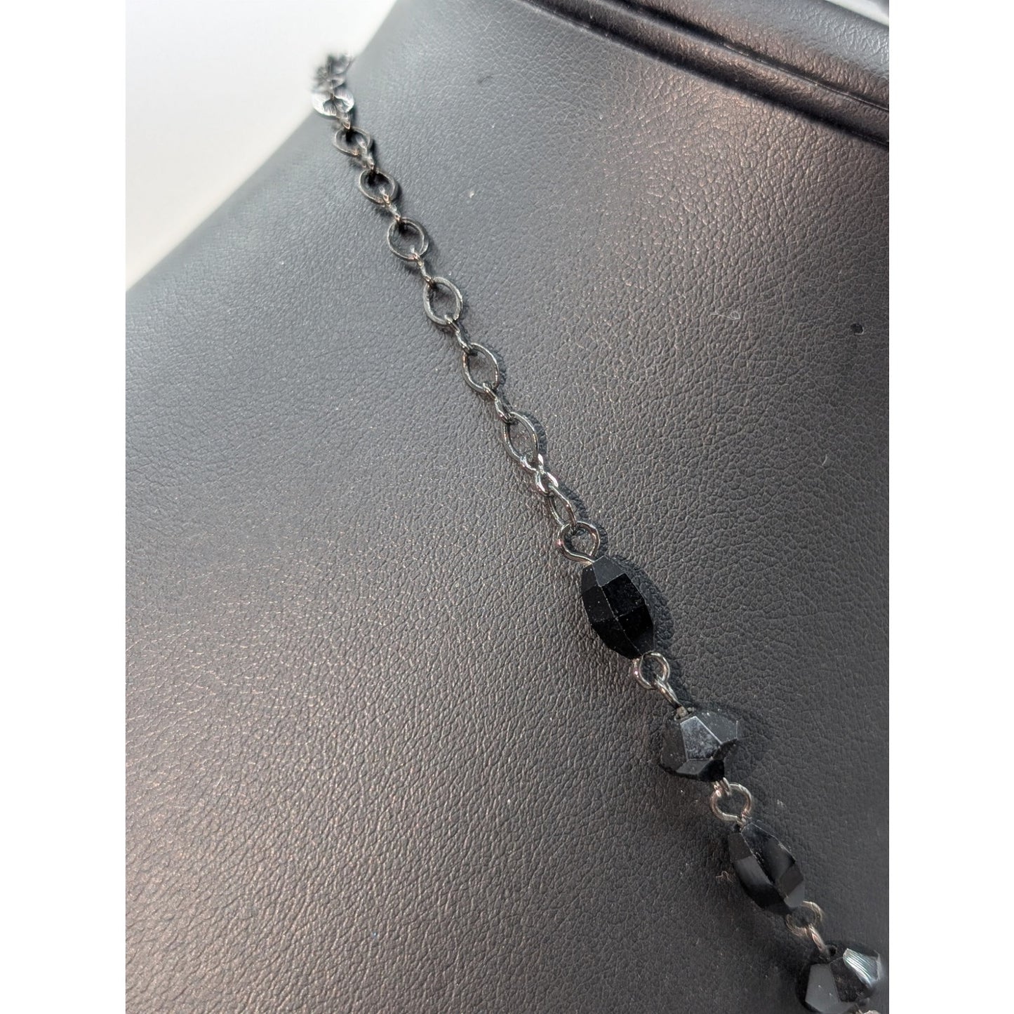 Gun Metal Black Glass Bead Y-Drop 16"-18.5" Necklace & Matching Earring Set