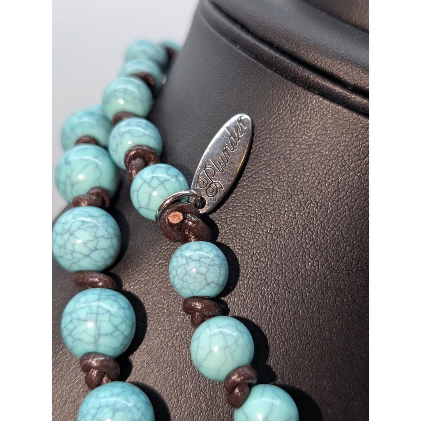 Plunder Design Faux Turquoise Acrylic Bead Knotted Long Strand 60" Necklace