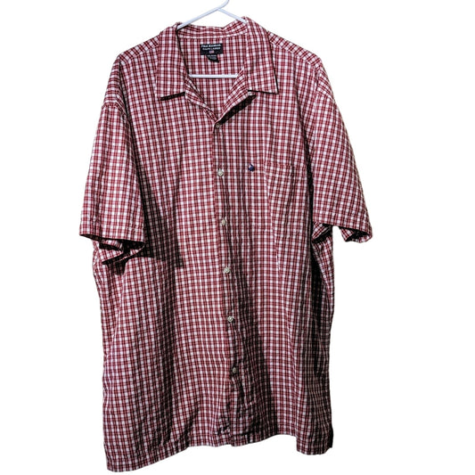 Polo Jeans Co. Ralph Lauren Red White Blue Plaid Pocket Camp Shirt Mens XXL