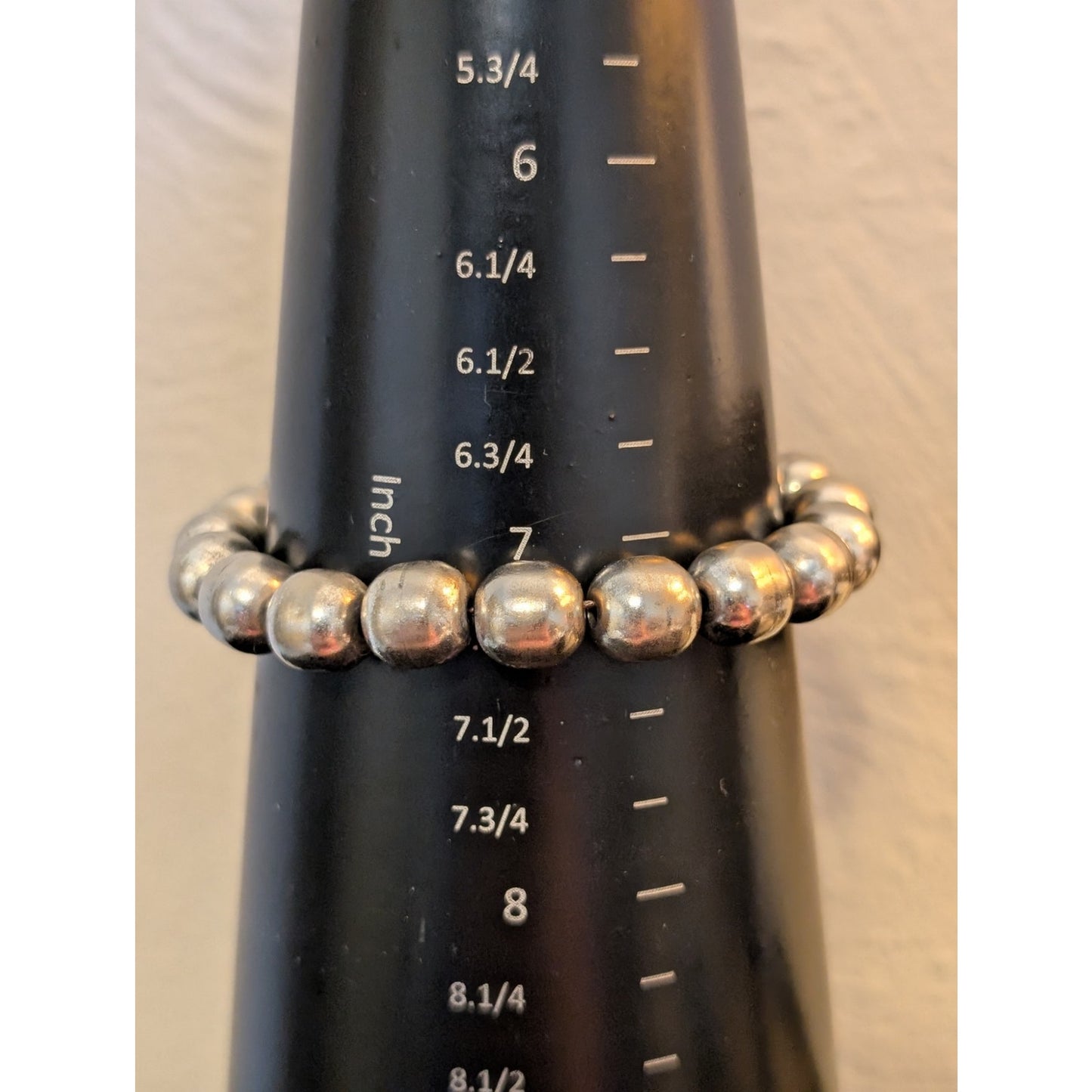 Vintage SilverTone Beads Strung On Wire & 925 Sterling Silver Toggle Clasp