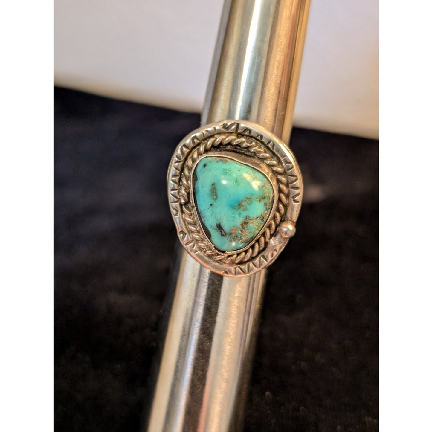Vintage 925 Sterling Silver Native American Turquoise Ring Size 5.25