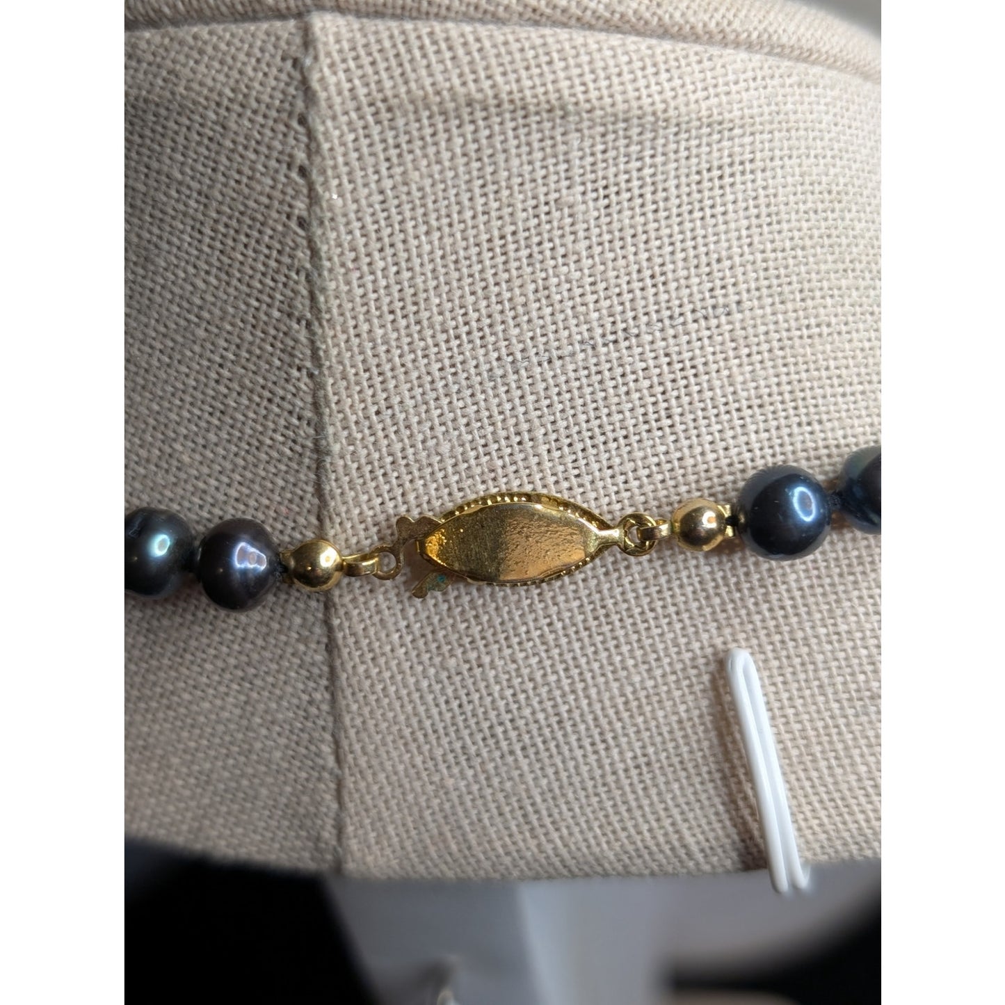 Vintage Black Freshwater Pearl Hand-Knotted Slightly Graduated 18" Necklace
