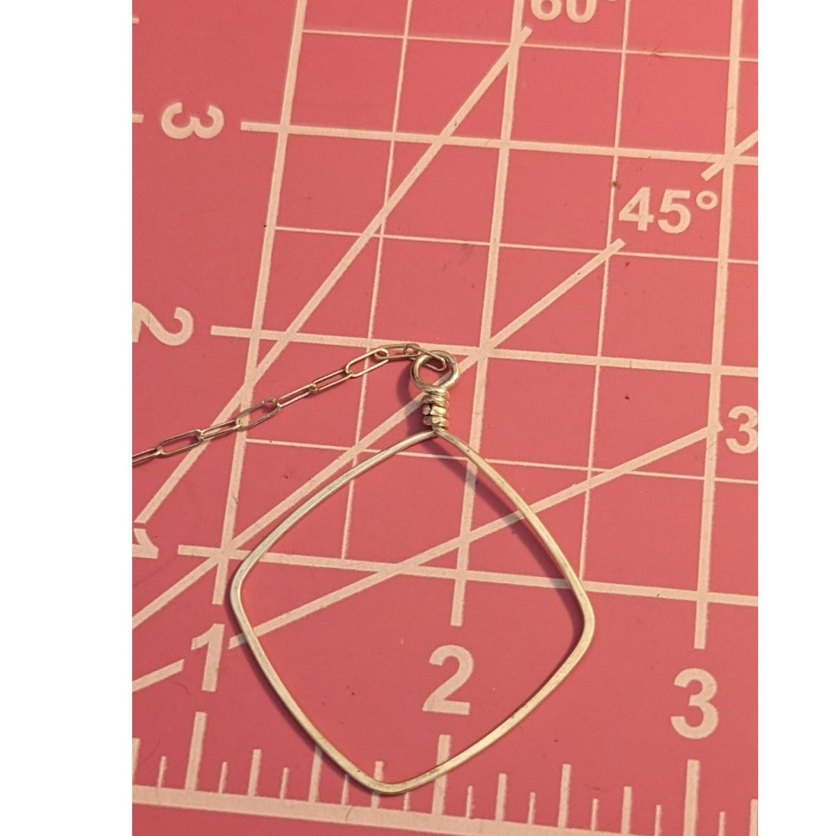 VTG 1.25" Medium Silver Forged Double Diamond/Square 22" Lariat Necklace
