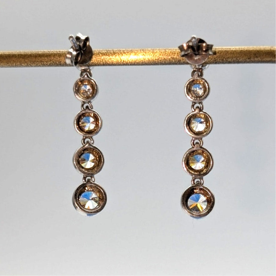 925 Sterling Silver Graduated Crystal CZ Dangle Earrings