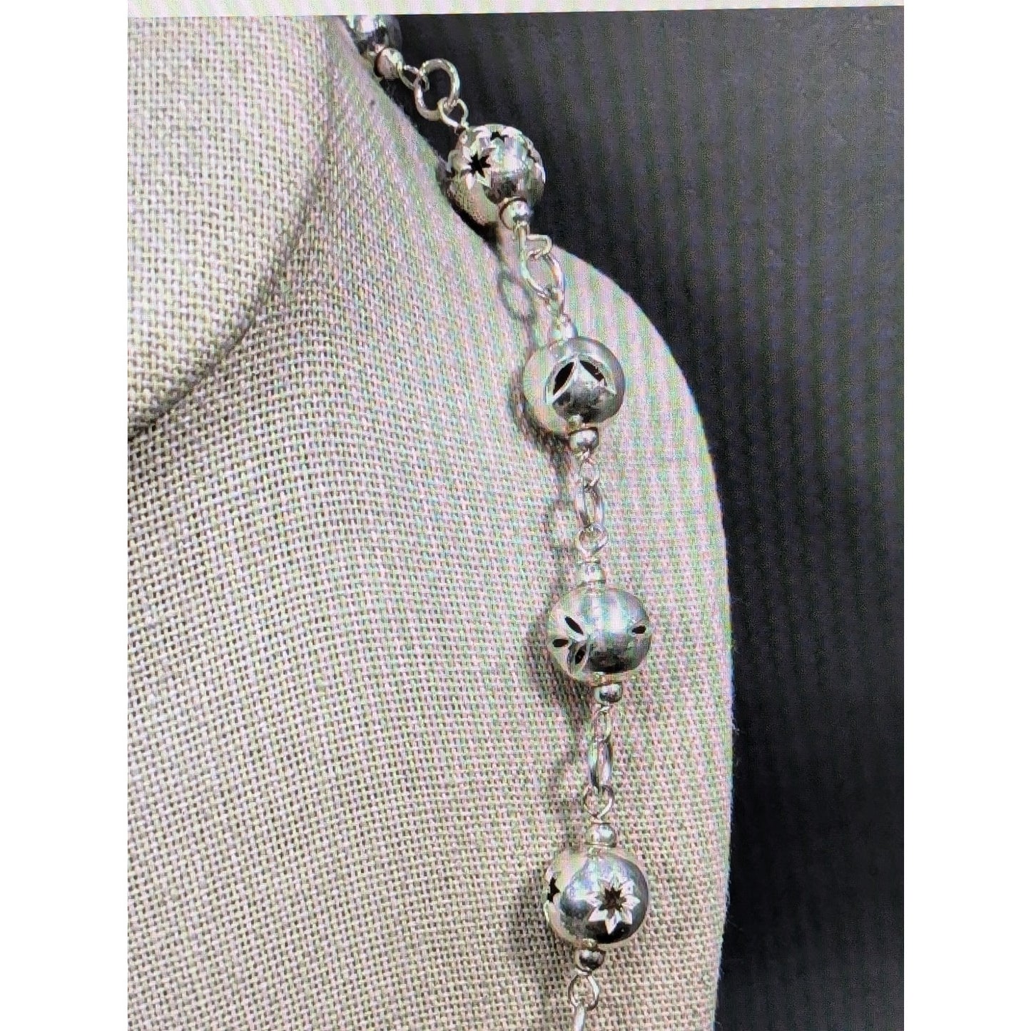 Authentic Dobbs Italy 925 Sterling Silver Cut Out Star Ball Bead Chain Necklace