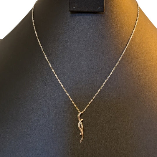 18" Sterling Silver Two Woven Strands Pendant Necklace