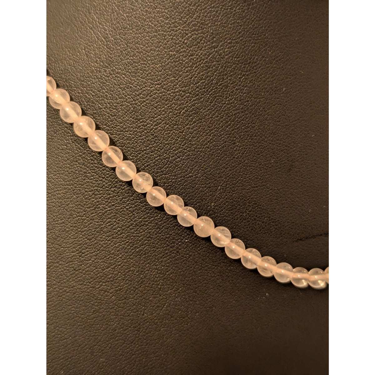 Clear Glass Bead Strung on Pink Thread 925 Sterling Silver Choker 17" Necklace