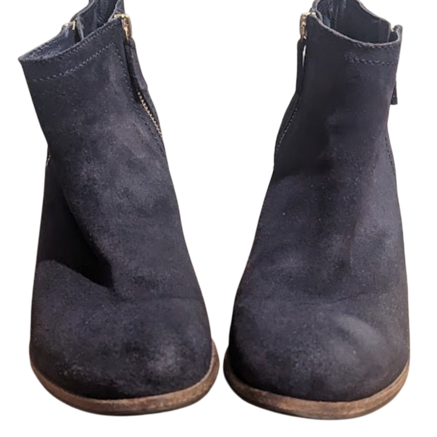 BODEN Women's Size 10.5" (EU 42) Navy Suede Side Zip Bootie with Cuban Heel