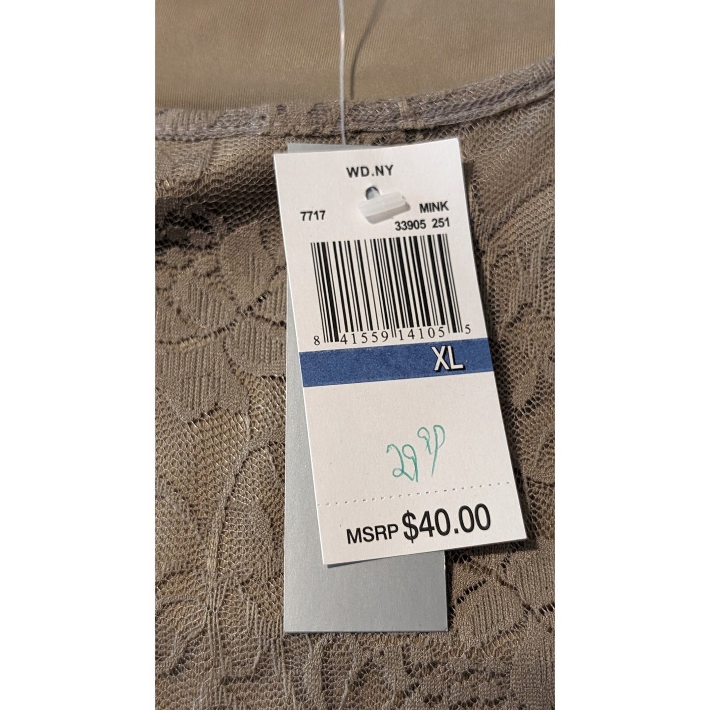 WD.NY Mushroom Lace Overlay Scoop Neck Sleeveless NWT Tank/Shell Sz XL