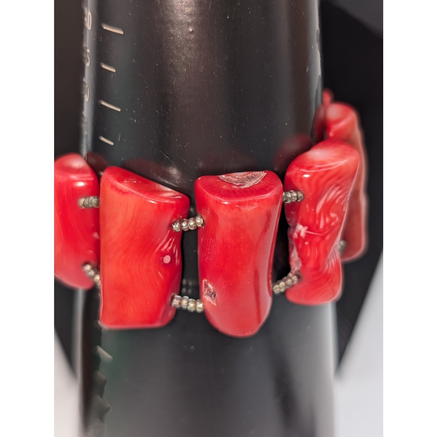 Chunky Coral 7" Beaded Bracelet