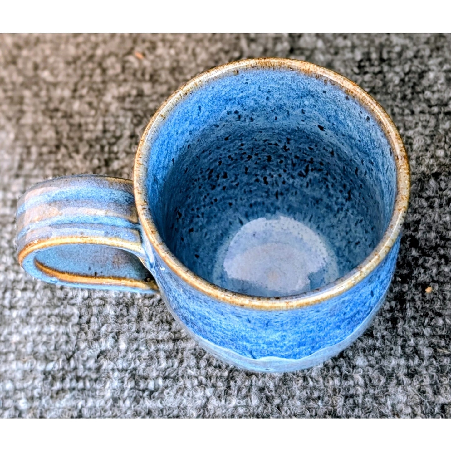 Signed Blue Waves Hand Thrown Pottery Coffee Mug