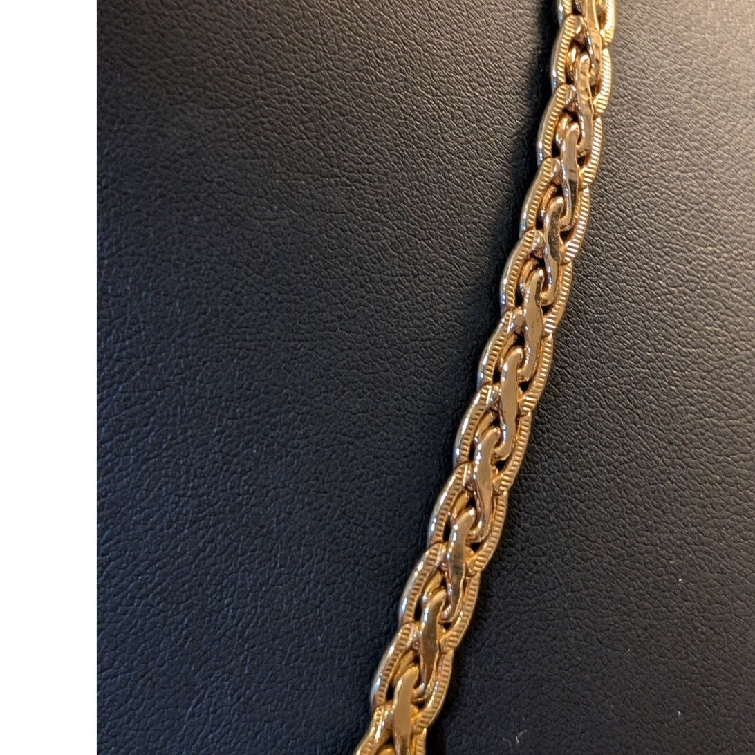 Vintage Lady Remington Gold Tone Braided Chain Rhinestone 18.5" Necklace