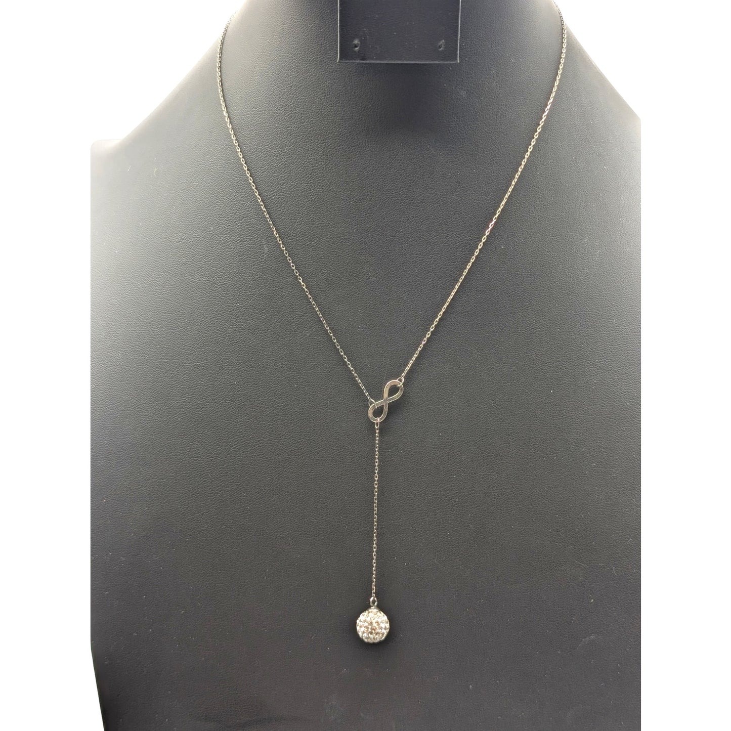 925 Sterling Silver 16" & 18" Infinity Crystal Orb Dangle Chain Necklace
