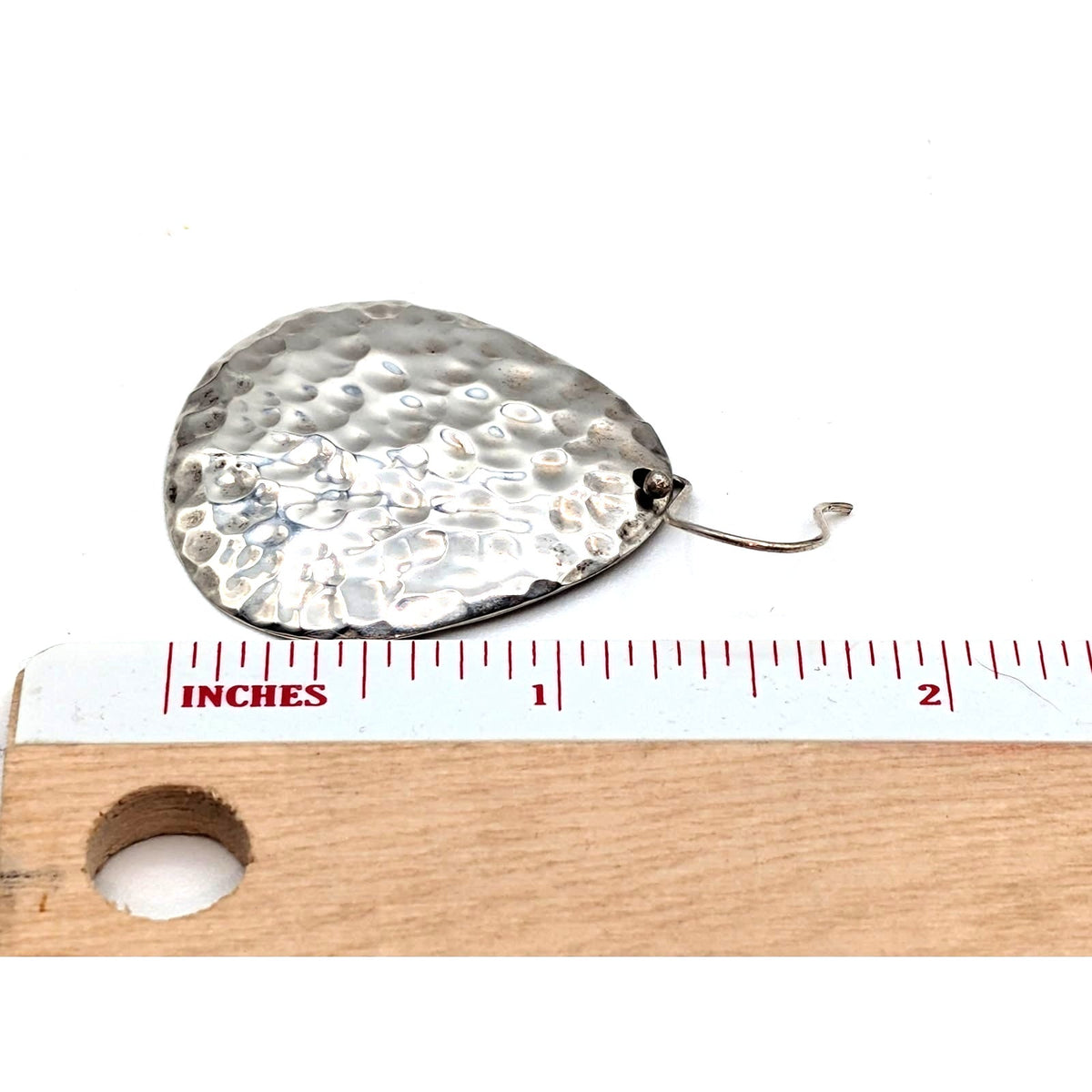 925 Mexico Sterling Silver Hammered Finish Large Teardrop Dangle Wire Earrings