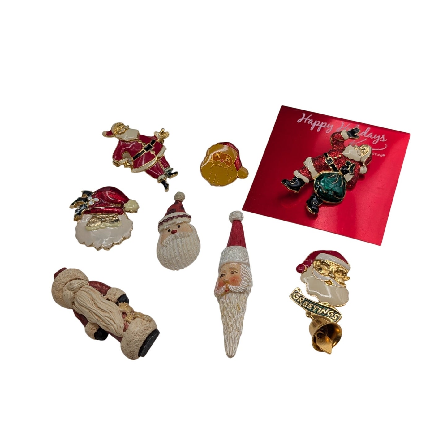 Lot of Eight Christmas Santa Pins