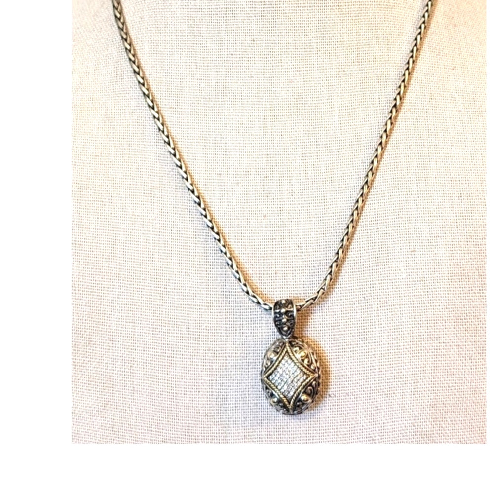 EFFY BH Balissima 18k Gold & Sterling Silver Diamond Pendant Toggle Necklace 18"