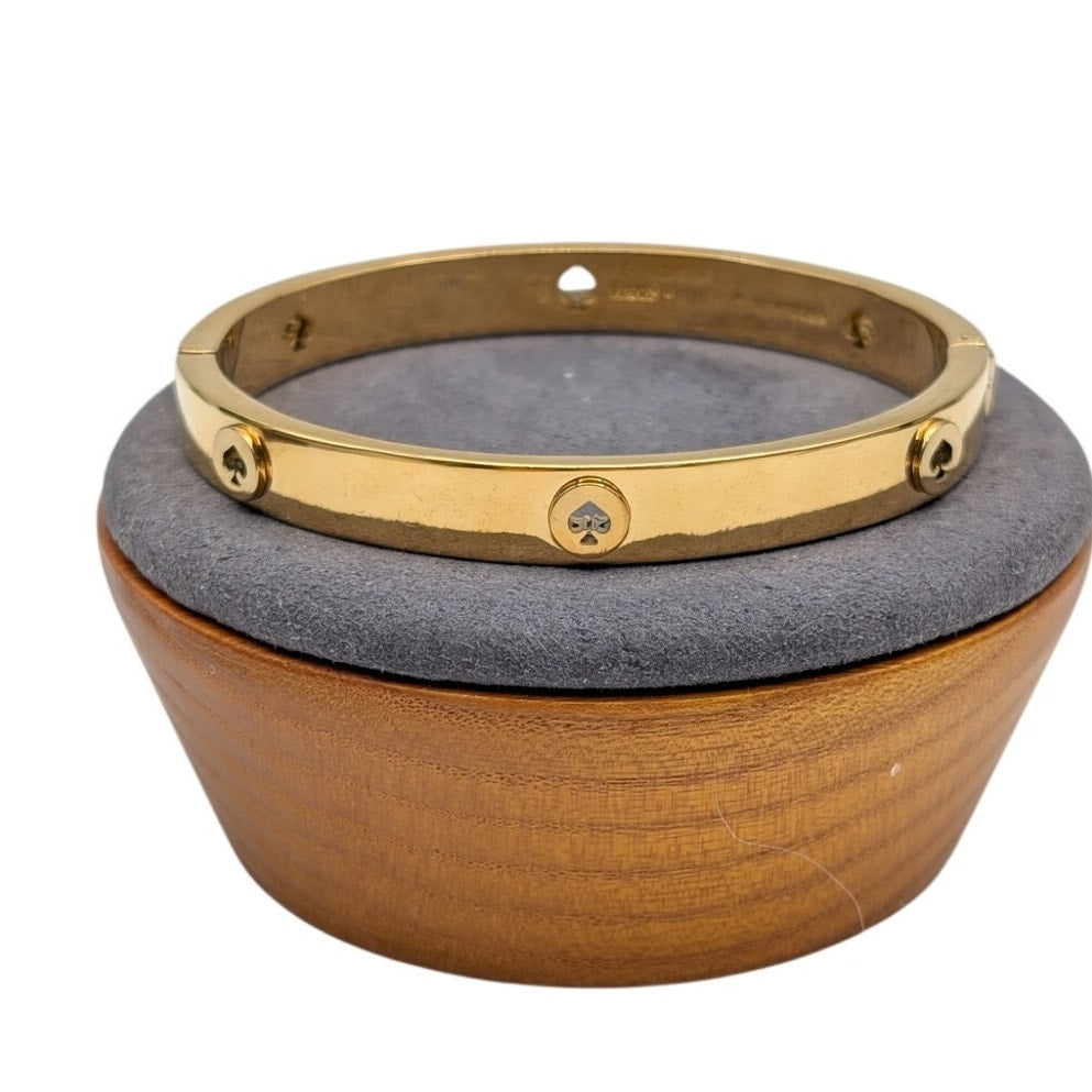 Kate Spade Spot the Spade Studded Hinged Gold Tone Bangle Bracelet