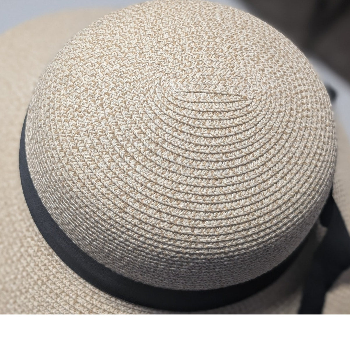 Furtalk Womens Summer Wide Brim Sun Hat Black Ribbon Drop L/XL Paper
