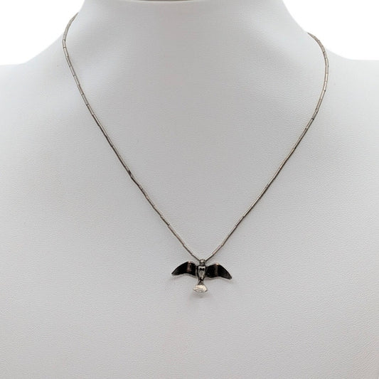 Old Pawn Bird Fetish Liquid Silver Chain Sterling Silver Barrel Clasp Necklace
